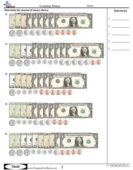 Money Worksheets - Counting Money worksheet